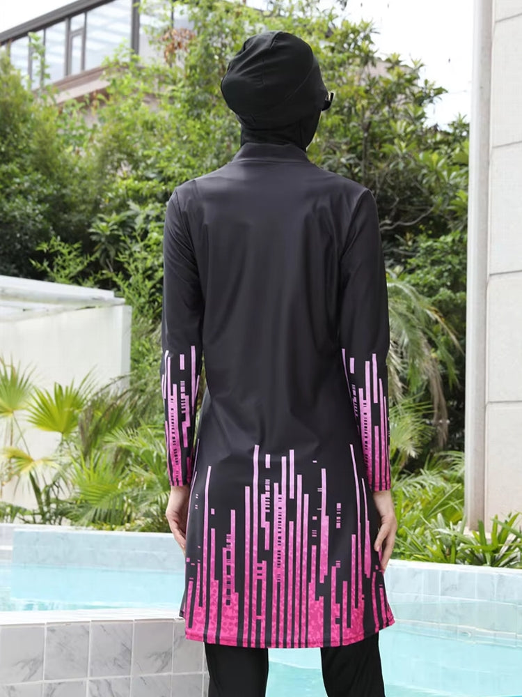 Long Sleeve Full Cover Hijab Flower Dress Top Swim Pants Swimwear - Tophatter Daily Deals