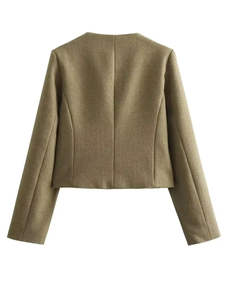 Winter Button Demi-Season Short Coats Work Wear Blazers - Tophatter Daily Deals
