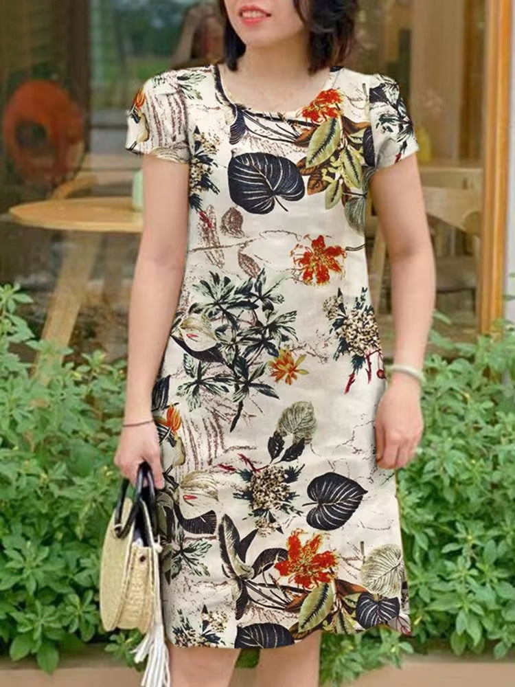 Women Round Neck Short Sleeve Casual Dress Mini Dresses - Tophatter Daily Deals