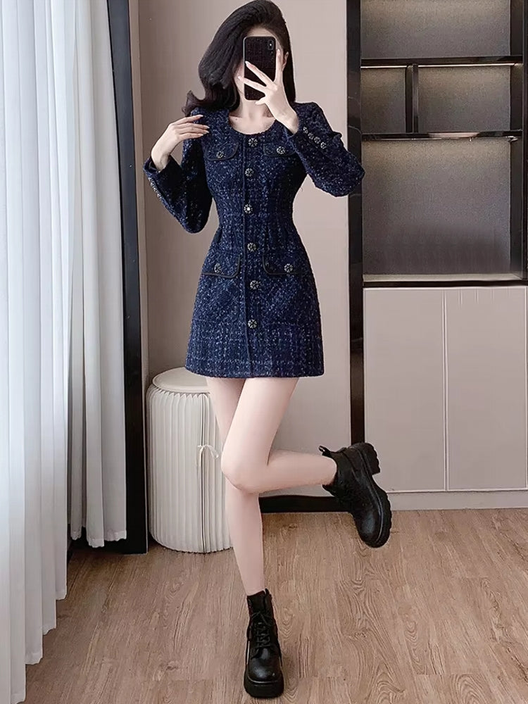 Casual Waist slimming and high-end Tweed Dress Work Wear Blazers - Tophatter Daily Deals