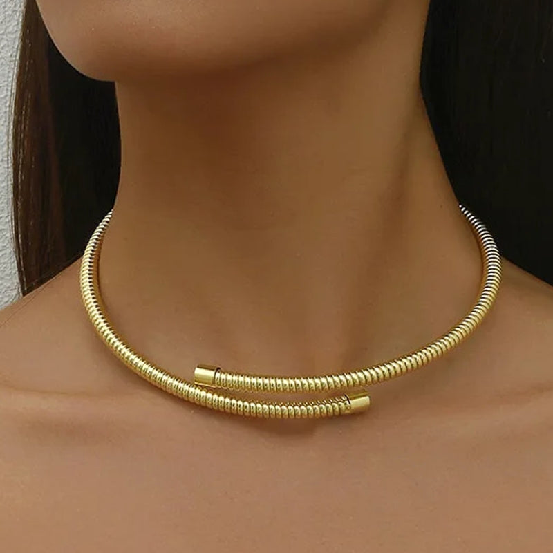Golden Open Collar Necklace Necklace - Tophatter Daily Deals