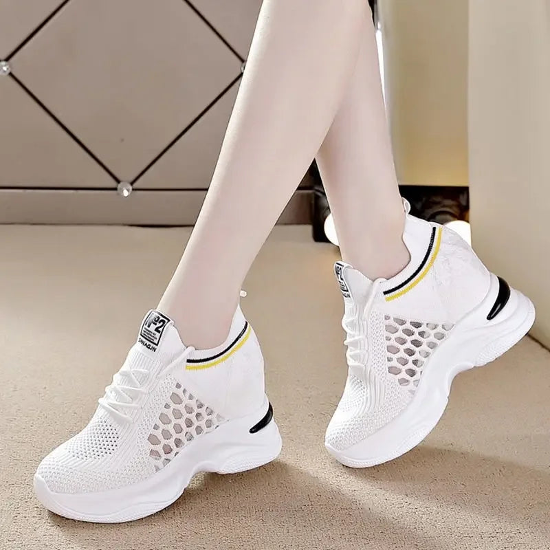 High Heels Breathable Elevator Shoes 8cm High Heel Sneaker - Tophatter Daily Deals
