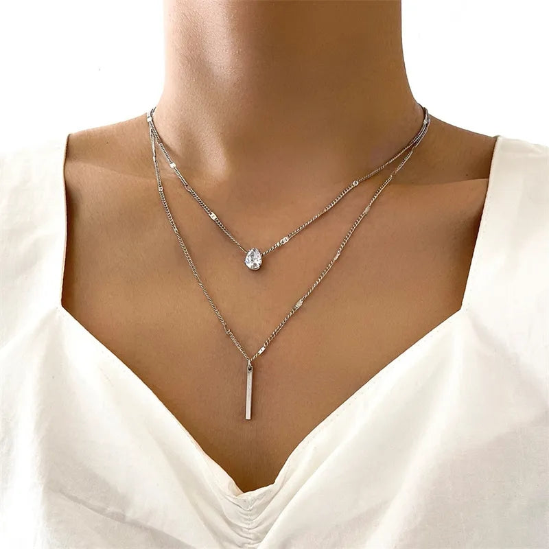 Crystal Zircon Heart Star Charm Pendant Necklace Multicolor Necklace - Tophatter Daily Deals
