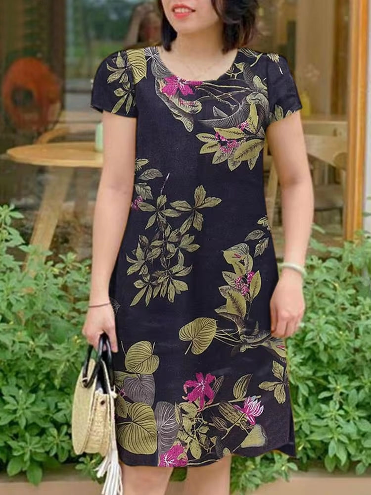 Women Round Neck Short Sleeve Casual Dress Mini Dresses - Tophatter Daily Deals