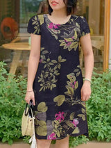 Women Round Neck Short Sleeve Casual Dress Mini Dresses - Tophatter Daily Deals