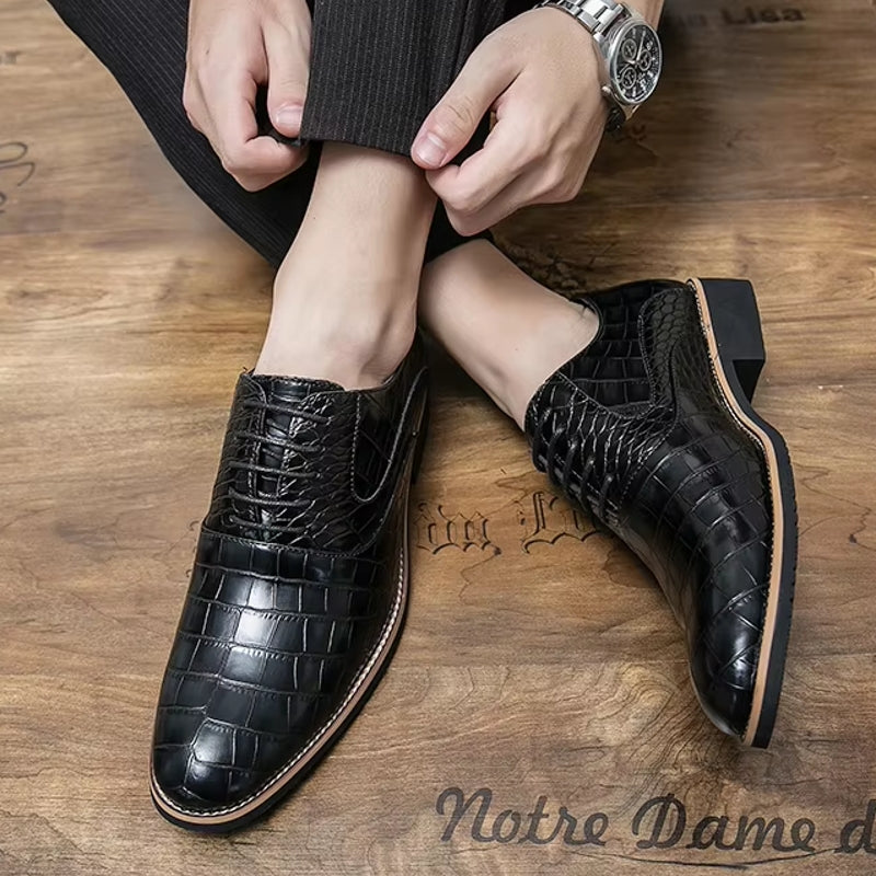 Men Dress Shoes Thick Soled Shoes Anti Skid Oxford Shoes Black Men Dresses Shoes - Tophatter Daily Deals