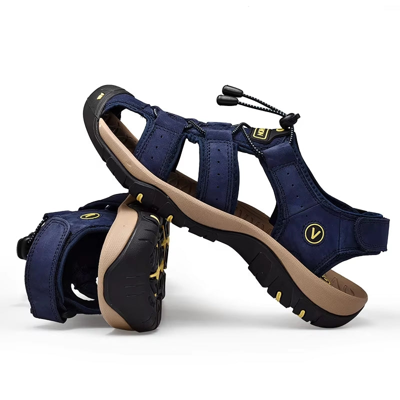 Summer Men Sandals Leather Beach Shoes Men Sandals - Tophatter Daily Deals