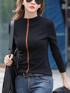 Autumn Winter Elastic Cotton Casual T Shirt Blouses - Tophatter Daily Deals