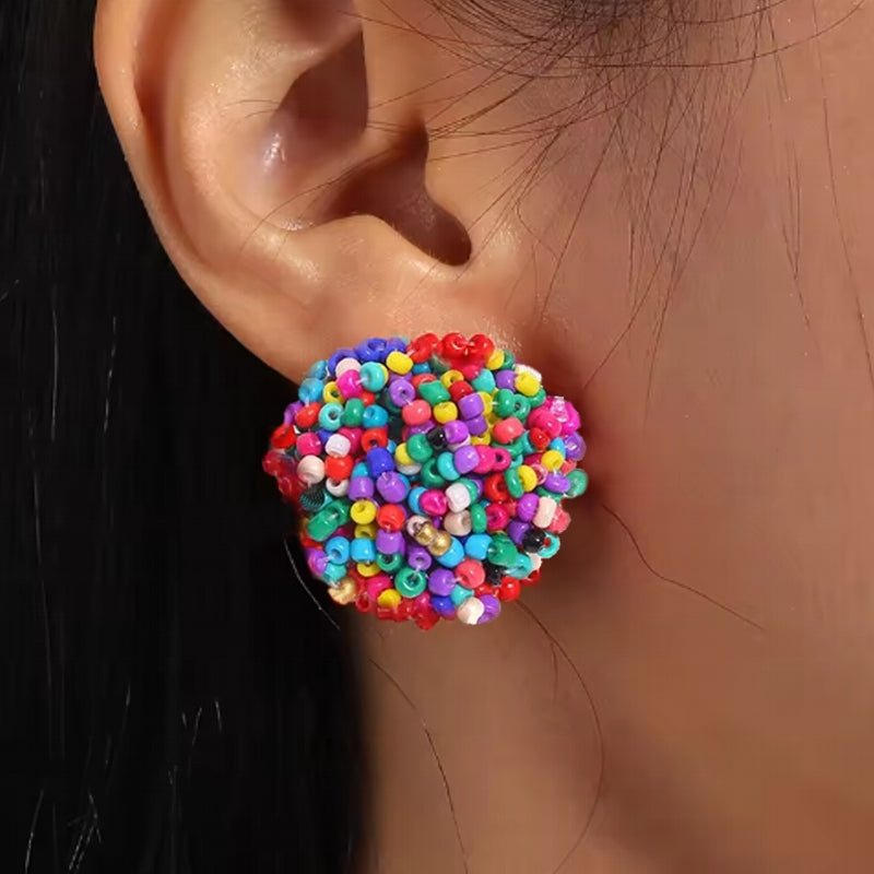 Fashion Handmade Beaded Stud Earrings Multicolor Earrings - Tophatter Daily Deals