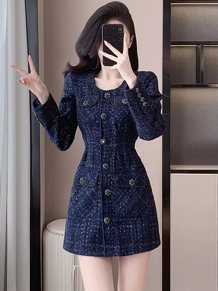 Casual Waist slimming and high-end Tweed Dress Work Wear Blazers - Tophatter Daily Deals