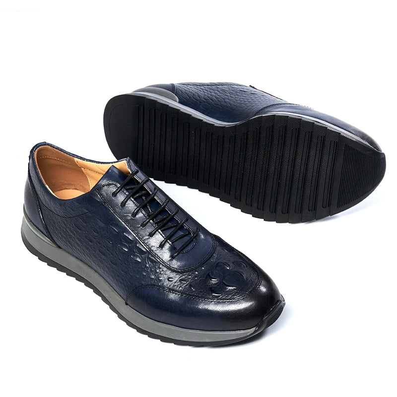 Men Genuine Leather Crocodile Pattern Casual Sneakers Men Dresses Shoes - Tophatter Daily Deals