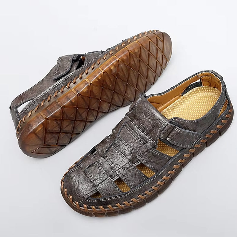 Slip On Split Leather Shoes Men Flats Men Sandals - Tophatter Daily Deals