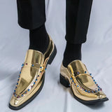 Fashion Gold, Silver, and Black Glitter Leather Rhinestone Shoes Men Dresses Shoes - Tophatter Daily Deals