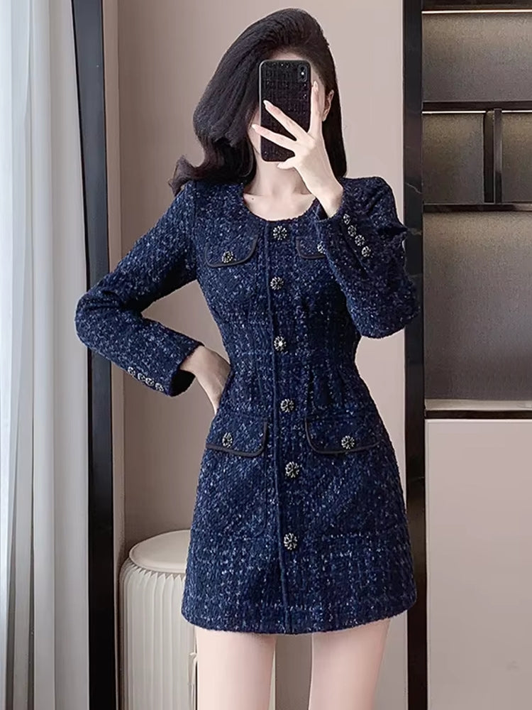 Casual Waist slimming and high-end Tweed Dress Work Wear Blazers - Tophatter Daily Deals