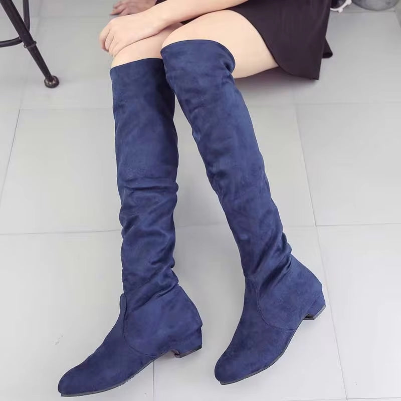 HOT New Arrival Women Boots Square Block Heel Fur Platform Winter Knee High Boots BOOTS - Tophatter Daily Deals