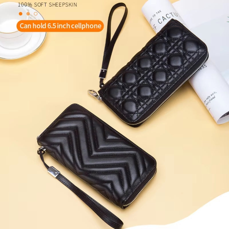 Women Clutch Sheepskin RFID Long Wallet Phone Bag Wallets - Tophatter Daily Deals