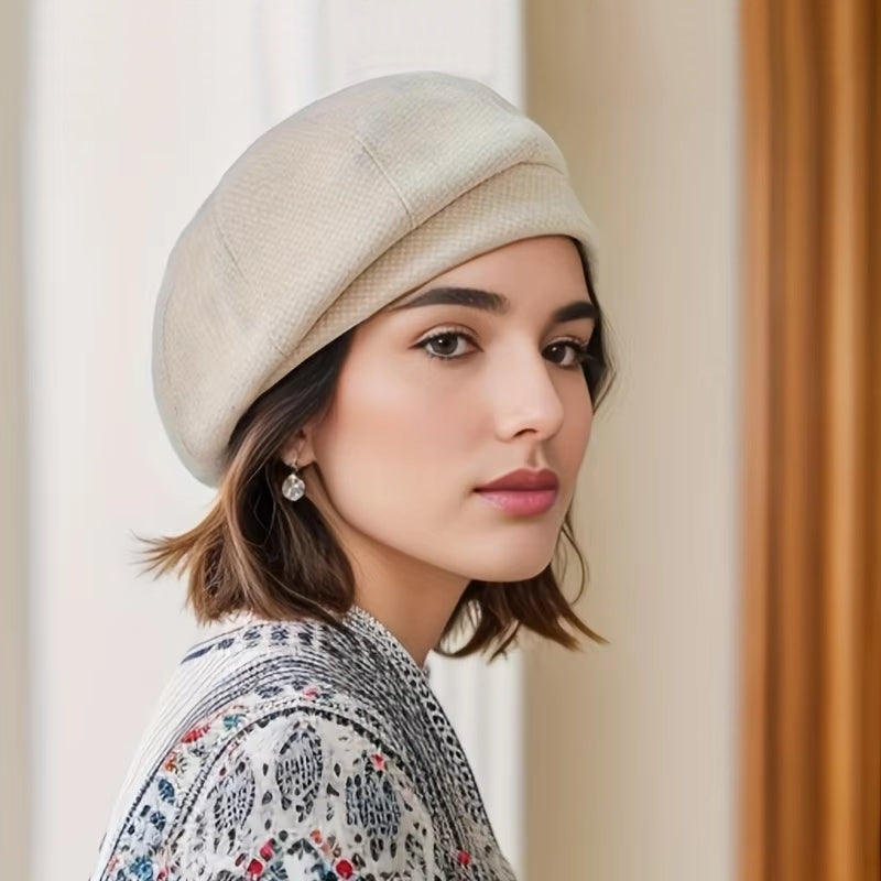 Simple Women Wool Beret Cap Beige Cap - Tophatter Daily Deals