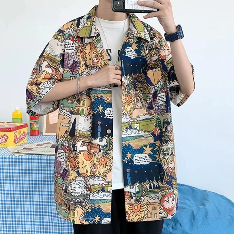 Summer Men Hawaiian Short Sleeve Shirts Men's Shirts - Tophatter Daily Deals