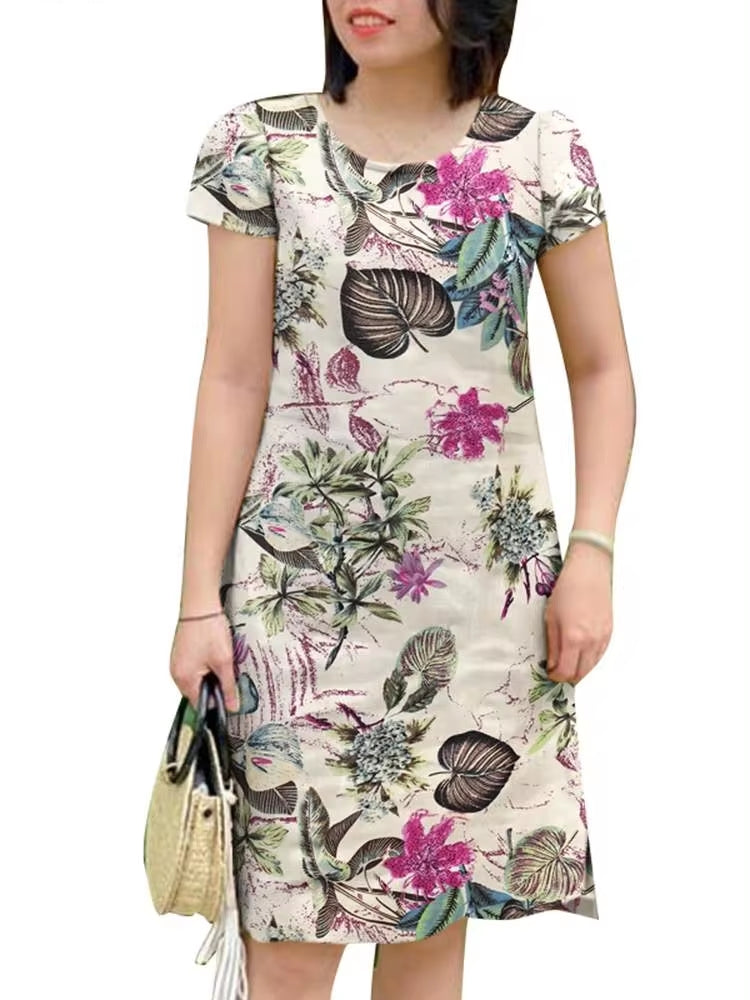 Women Round Neck Short Sleeve Casual Dress Red Mini Dresses - Tophatter Daily Deals