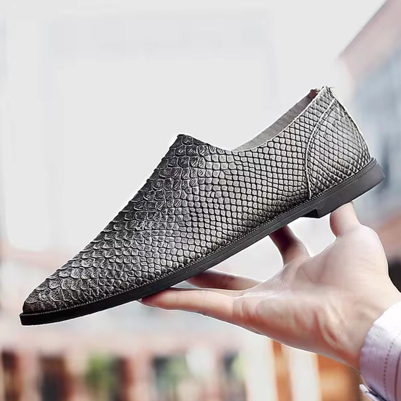 Italian Style Shoes Genuine Leather Men Loafers Gray Men Shoes - Tophatter Daily Deals