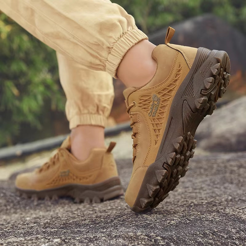 Leather Hiking Anti-Slip Casual Shoes For Men Tan Men Shoes - Tophatter Daily Deals