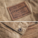 Canvas Oil Wax Men Jackets Khaki Retro Multi-pocket Men's Clothing - Tophatter Daily Deals