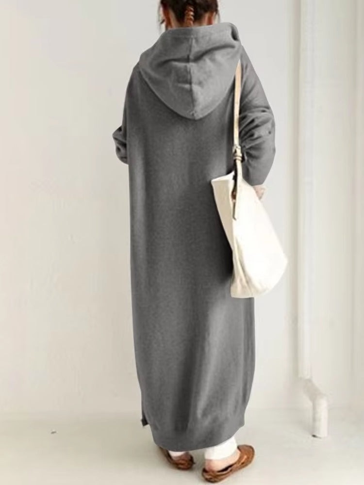 Fashion Hooded Sports Sweatshirt Maxi Dresses - Tophatter Daily Deals