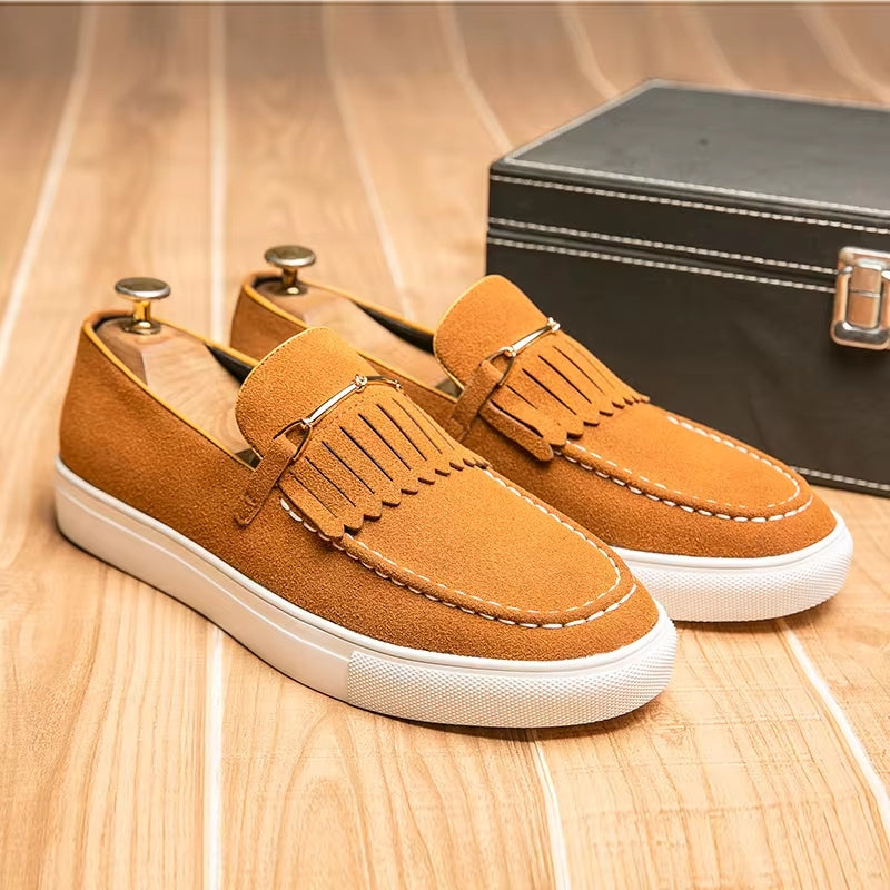 Men Loafers Suede Leather Casual Shoes Loafers - Tophatter Daily Deals
