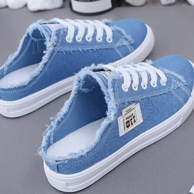 Women Canvas Shoes Flat Slipper Blue Casual Women Shoes - Tophatter Daily Deals