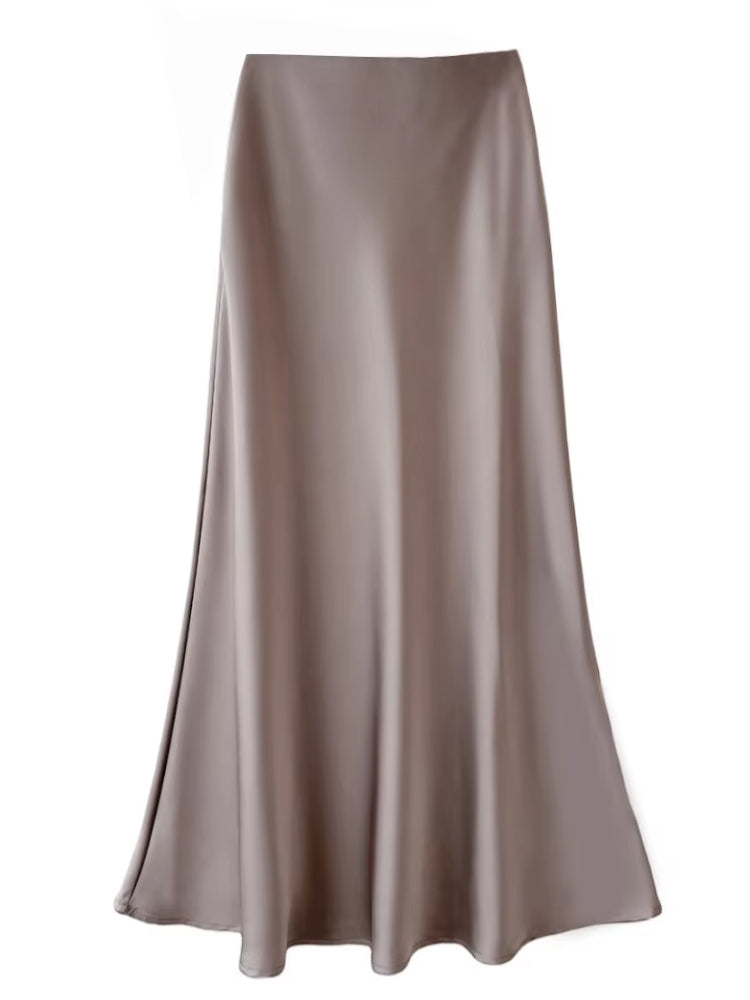 Smooth and silky Hip Wrap Zipper Skirt For Office Lady Champagne Midi Dresses - Tophatter Daily Deals