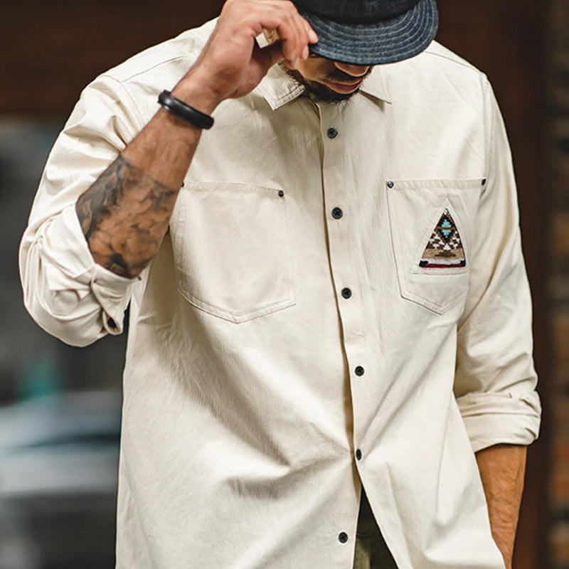 Retro Sleeve Patchwork Pocket Totem Shirt Men's Clothing - Tophatter Daily Deals