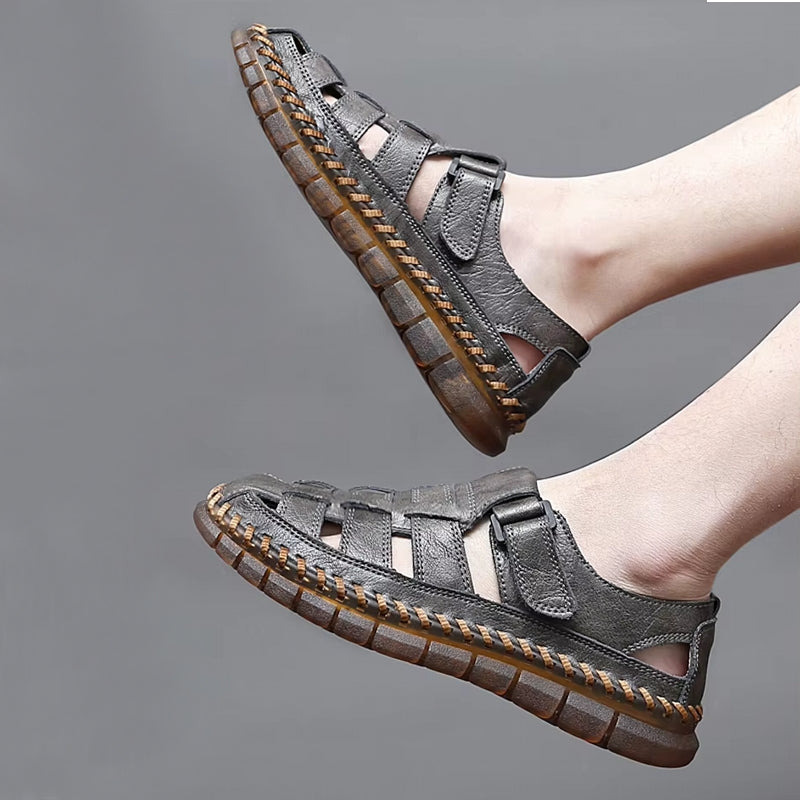 Slip On Split Leather Shoes Men Flats Men Sandals - Tophatter Daily Deals