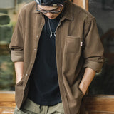 Excellent Corduroy Men's Shirt Long Sleeve Fleece Jacket Men Jackets - Tophatter Daily Deals