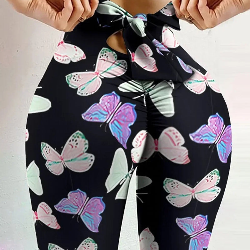 High Waist Sexy Bow Bandage Yoga Pants Black Leggings - Tophatter Daily Deals