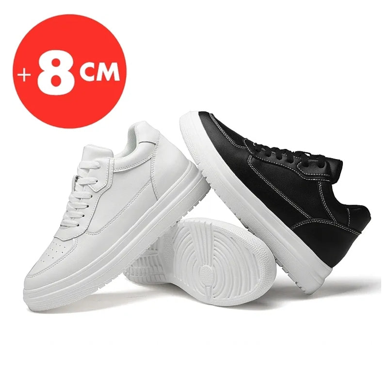 8cm White Black Taller Shoes Men Sneakers - Tophatter Daily Deals