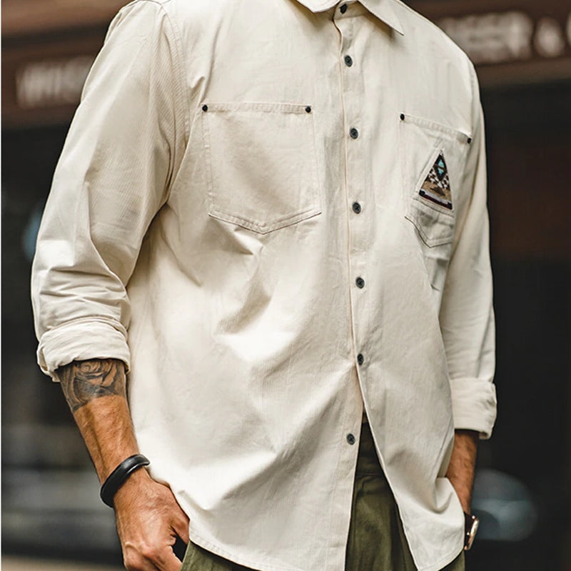 Retro Sleeve Patchwork Pocket Totem Shirt Men's Clothing - Tophatter Daily Deals