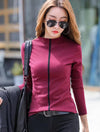 Autumn Winter Elastic Cotton Casual T Shirt Red Blouses - Tophatter Daily Deals