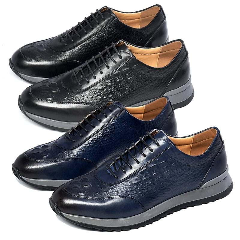 Men Genuine Leather Crocodile Pattern Casual Sneakers Men Dresses Shoes - Tophatter Daily Deals
