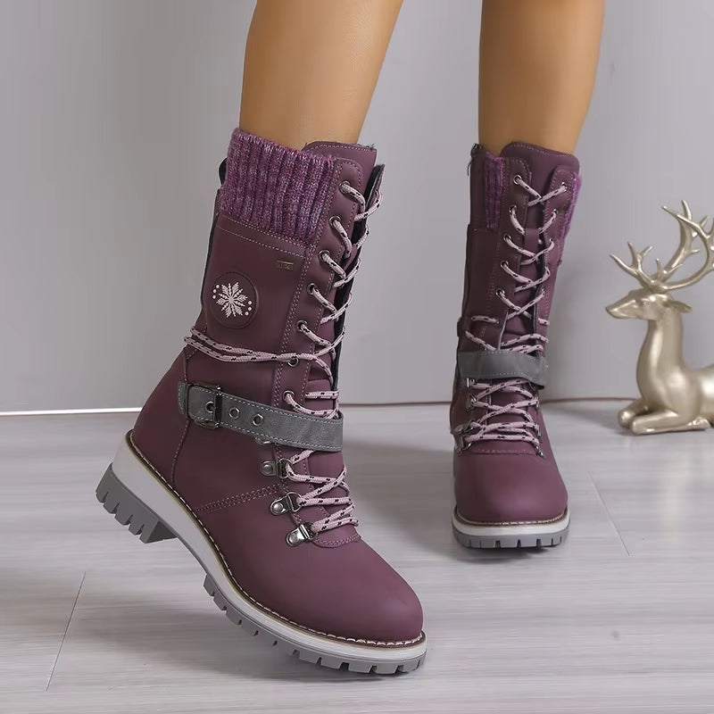 Mid-Calf Boots Square Heel For Women Purple Boots - Tophatter Daily Deals
