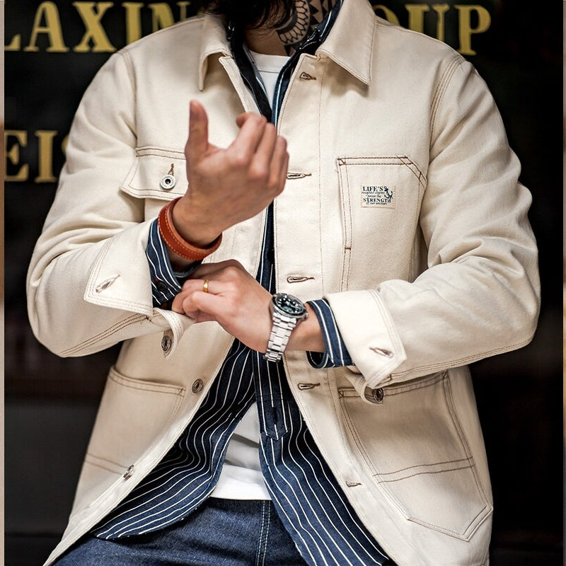 Cotton Lapel Jackets Multi-pocket Short Parkas Men Jackets - Tophatter Daily Deals