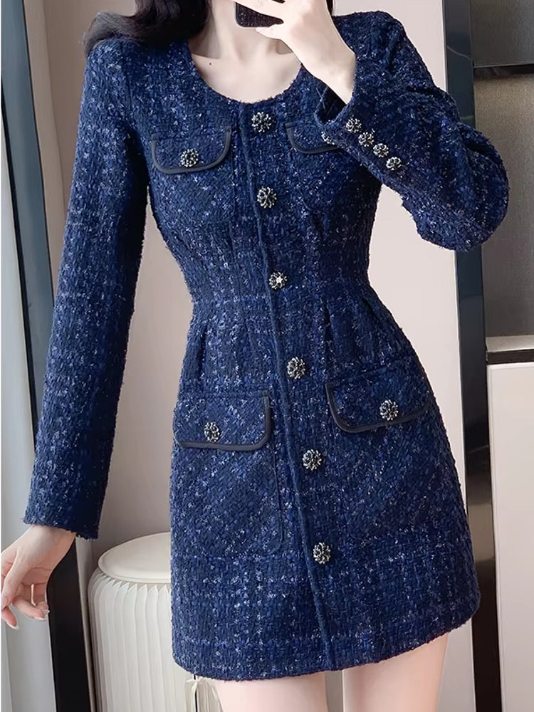 Casual Waist slimming and high-end Tweed Dress Work Wear Blazers - Tophatter Daily Deals