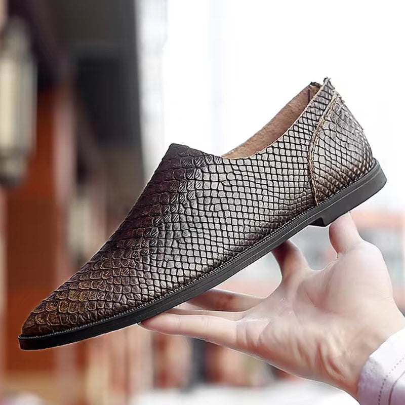 Italian Style Shoes Genuine Leather Men Loafers Brown Men Shoes - Tophatter Daily Deals