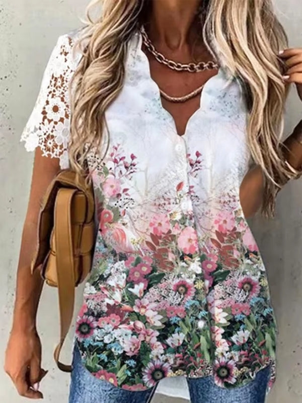 Floral Daily Weekend Floral Blouse Shirt Floral Blouses - Tophatter Daily Deals