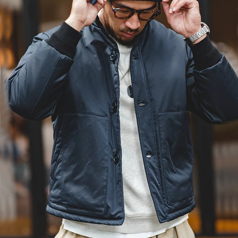 Vintage Thickened Men A1 Bomber Jacket Navy Blue Men Jackets - Tophatter Daily Deals
