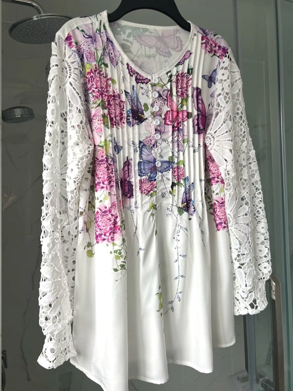 Casual Shirt Women Long sleeve Printed Blouse Blouses - Tophatter Daily Deals