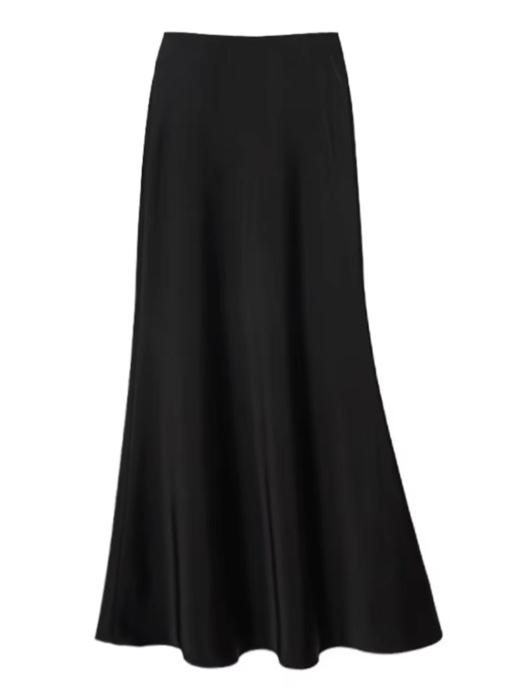 Smooth and silky Hip Wrap Zipper Skirt For Office Lady Black Midi Dresses - Tophatter Daily Deals