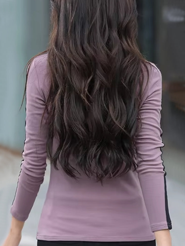 Women O-neck Stretch Cotton Skinny Basic T Shirt Blouses - Tophatter Daily Deals