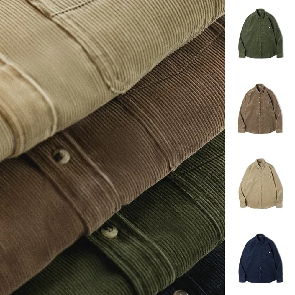 Excellent Corduroy Men's Shirt Long Sleeve Fleece Jacket Men Jackets - Tophatter Daily Deals