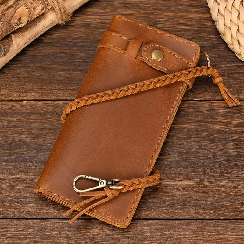 Vintage Brown Bifold Long Purse Genuine Leather Long Wallet Brown Wallets - Tophatter Daily Deals