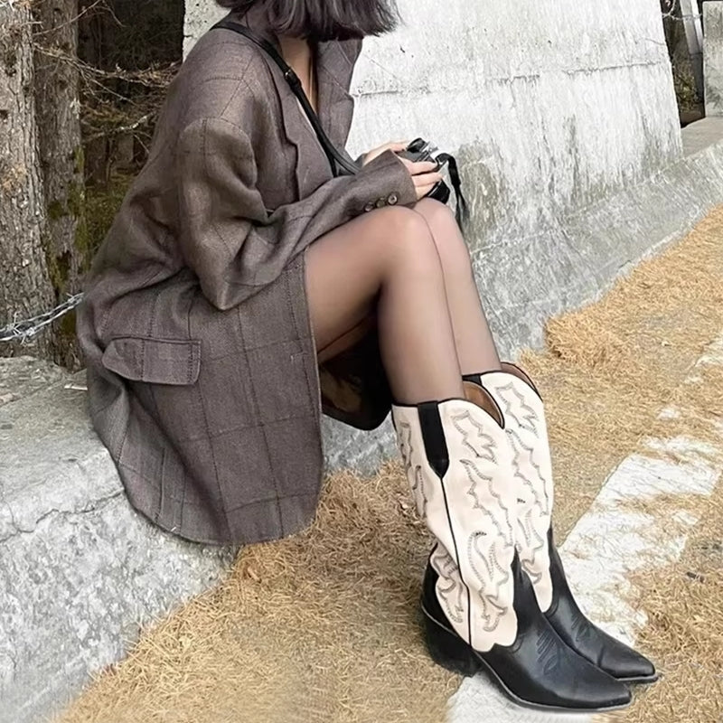 Women Retro Style Cowboy Boots Boots - Tophatter Daily Deals